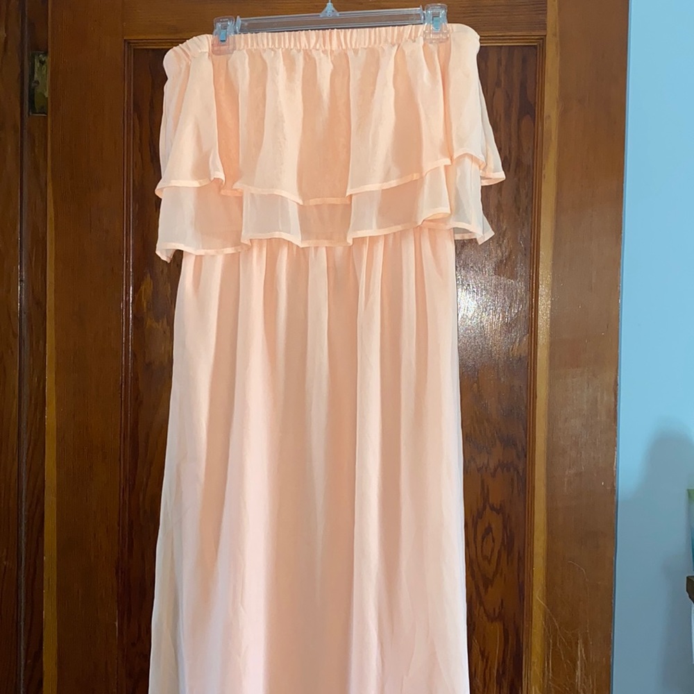 EUC tube top Bar III peach maxi dress with ruffle top